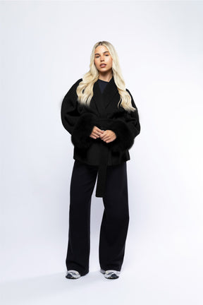 Blazer Aveludado com laço - Preto